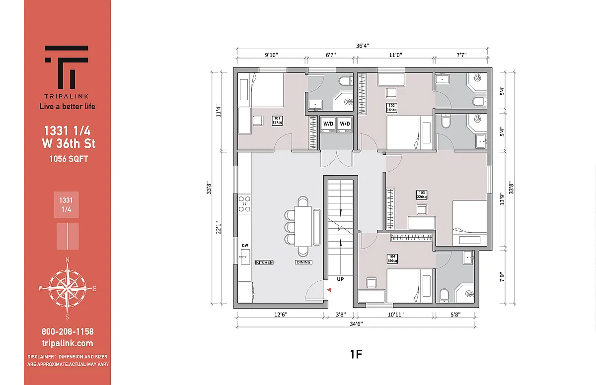 Floor plan 1331 1/2 W 36th St