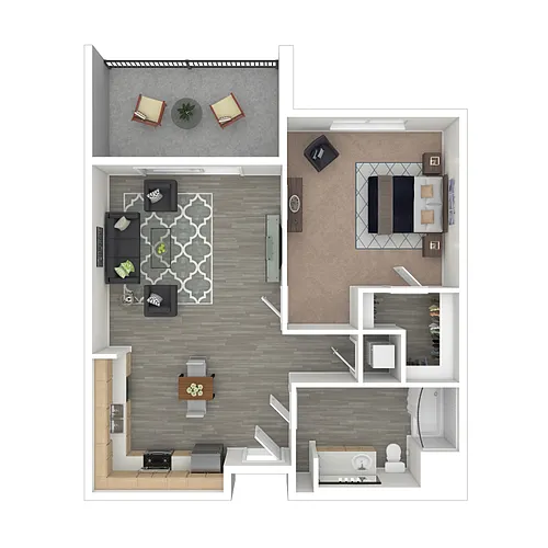 Floor plan 1 Bed 1 Bath A