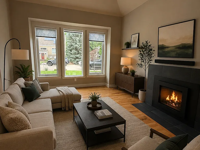 Ditigally altered living room