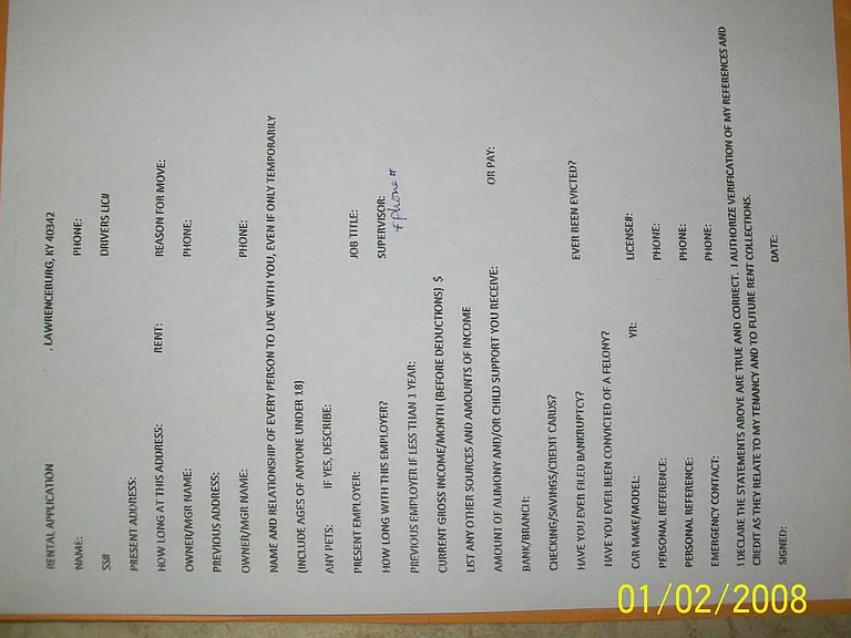 rental application