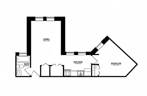 Floor plan The Argyle on Mass Ave One Bedroom E