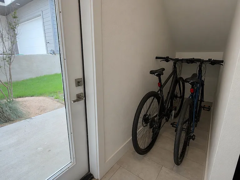 Dedicated storage area for bikes and additional gear, offering convenience and organization.