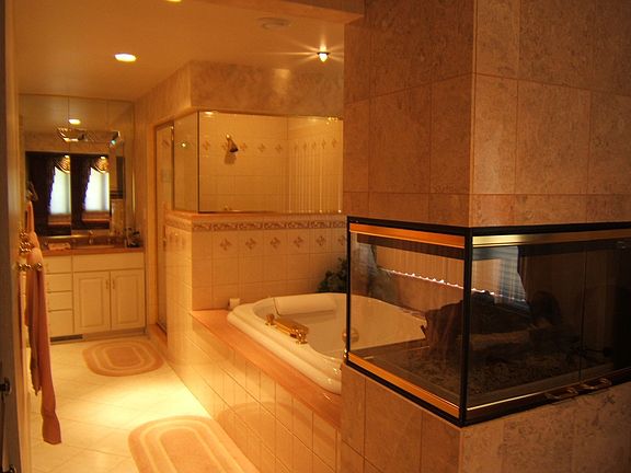 master bath with fireplace