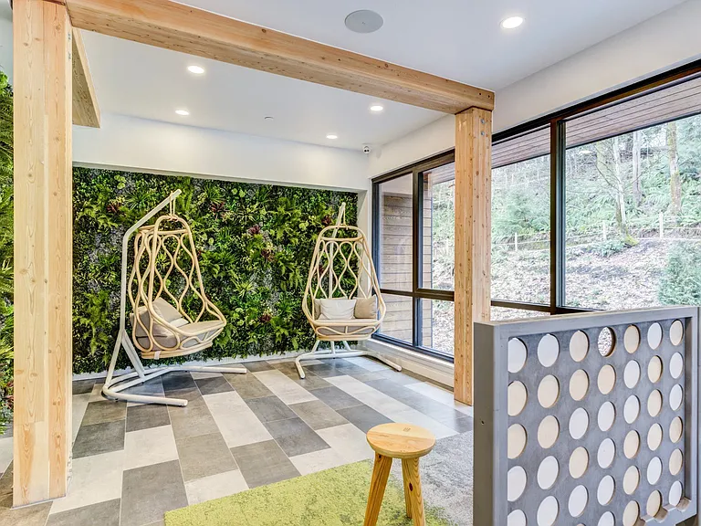 Relax in a cozy hammock or enjoy a round of giant connect four.