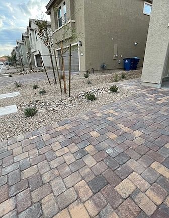 Two car garage, driveway