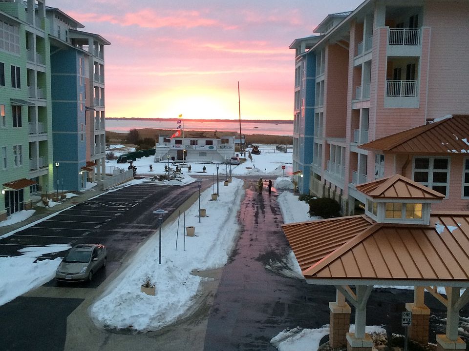 Rare snow storm sunset