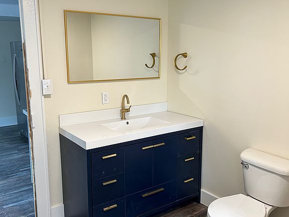 Updated bathroom with new vanity and clean finishes