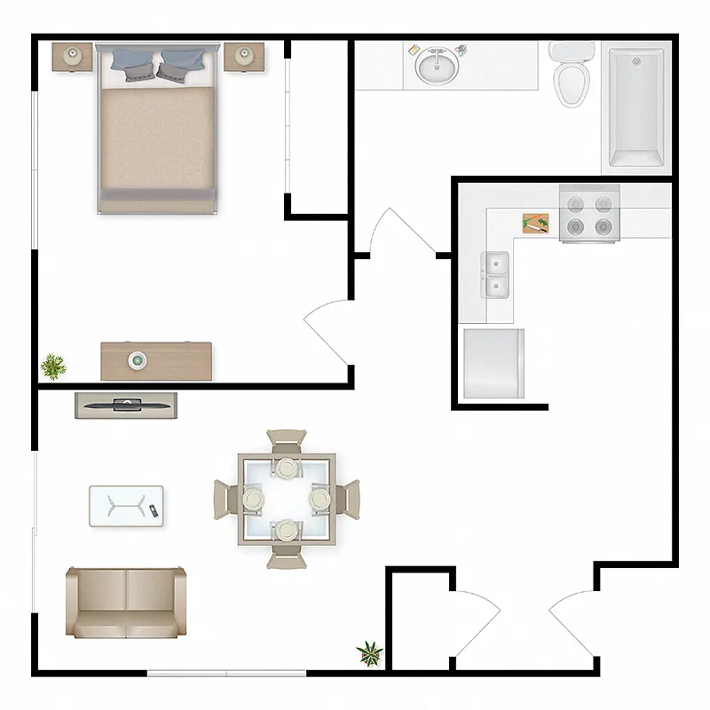 Floor plan 1x1 East