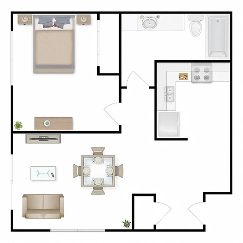 Floor plan 1x1 East