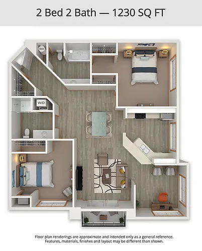 Floor plan 2 Bed 2 Bath w/ Den (B13)