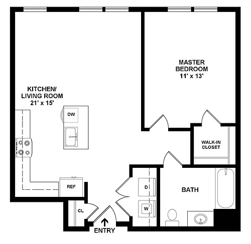 Floor plan 1BR/1BA