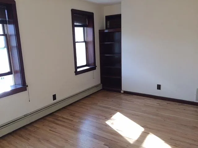 Living room with built in bookcase