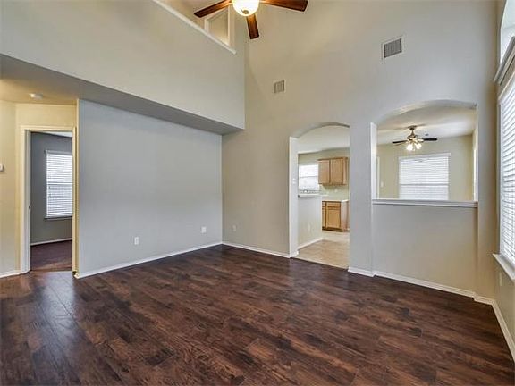 Spacious living room with vaulted ceilings