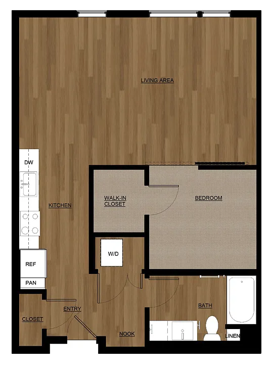 Floor plan Open One Bed - B