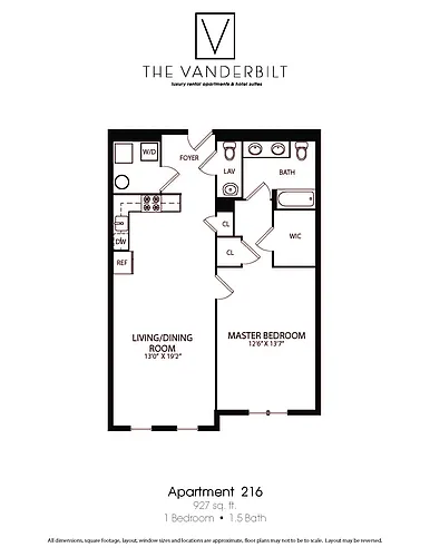 Floor plan 1 Bed - 1.5 Bath