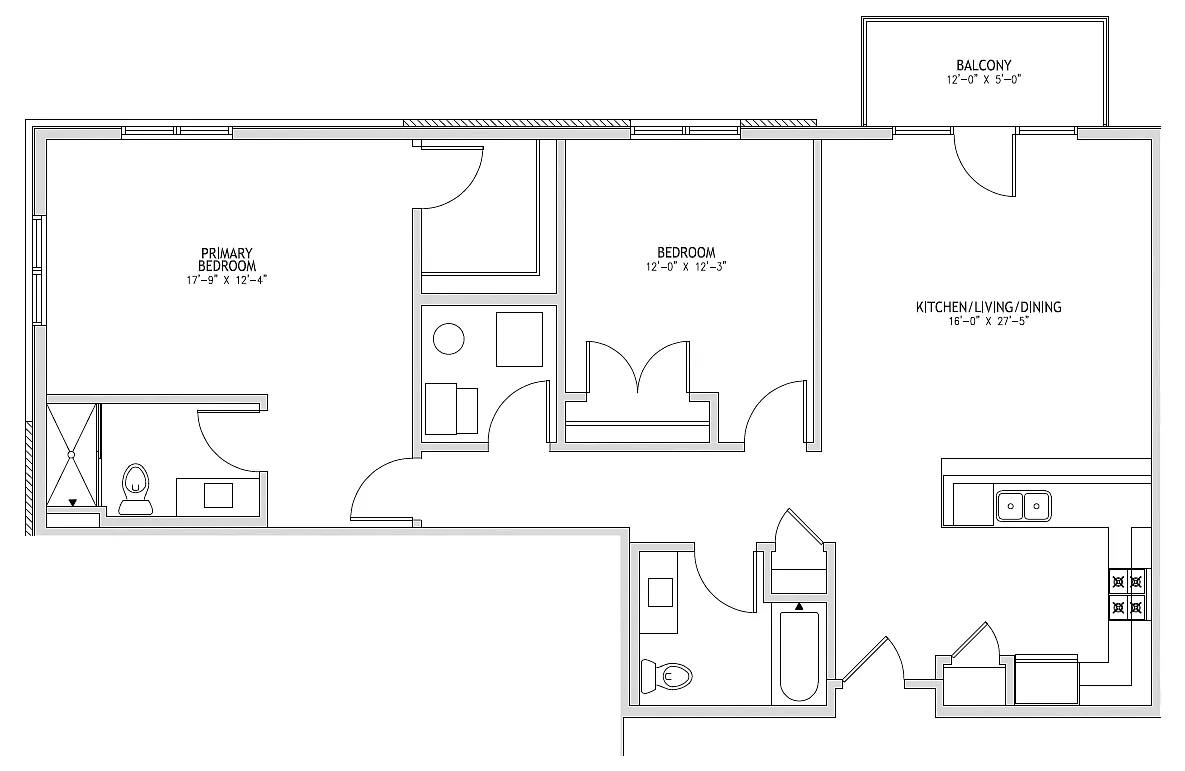 Floor plan 2 Bed, 2 Bath - Tier B