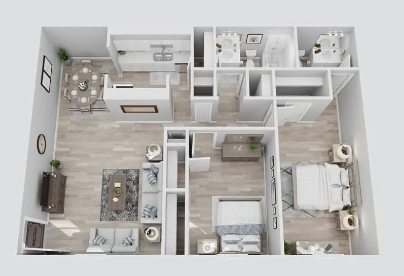 Floor plan 2 Bedroom 1.5 Bath