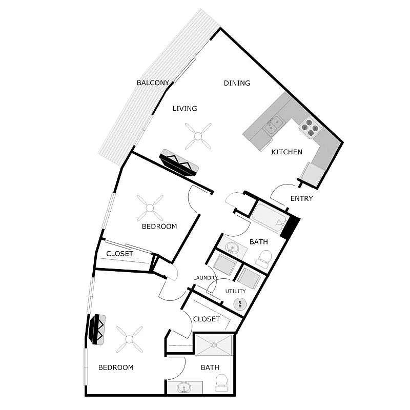 Floor plan 2 Bedrooms 2 Bathrooms 3rd Floor Genesee