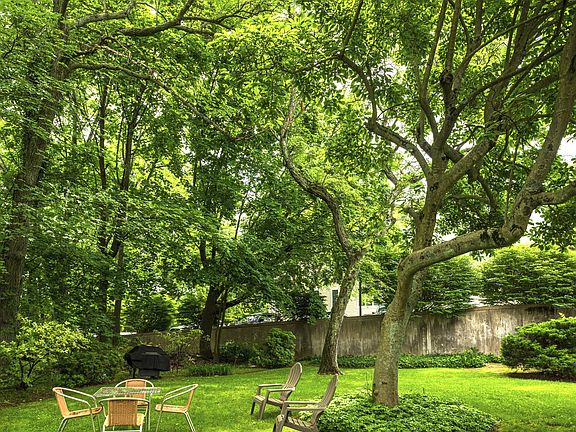 Beautiful, shaded yard to share with your neighbors.