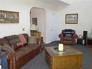 Great room with vaulted ceiling