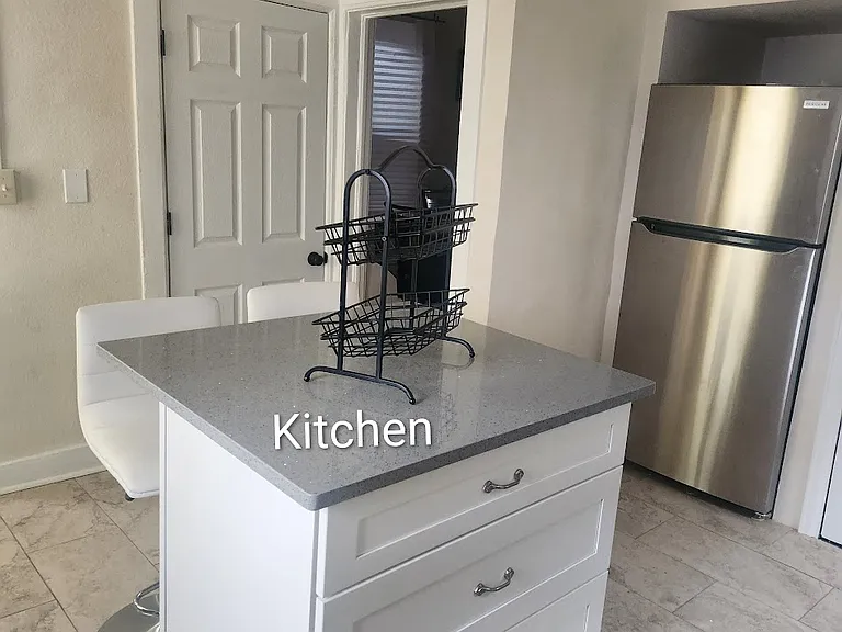 Kitchen island facing dining room