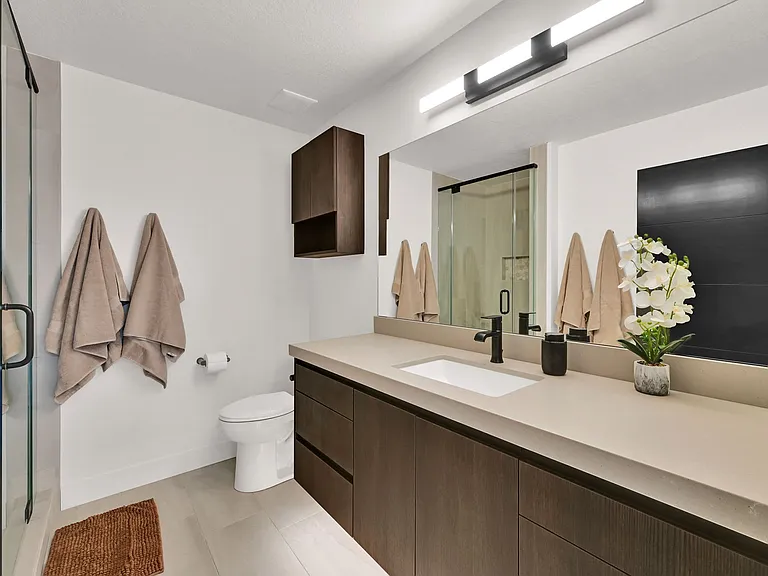 Hallway full bathroom with large walk in shower