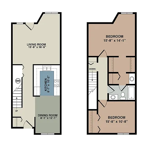 Floor plan 2 Bedroom Townhome