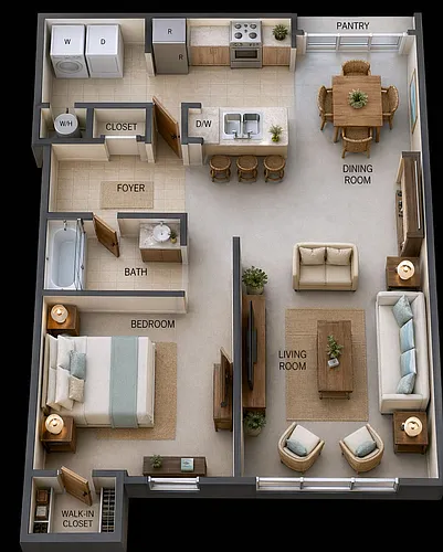 Floor plan One Bedroom- Affordable