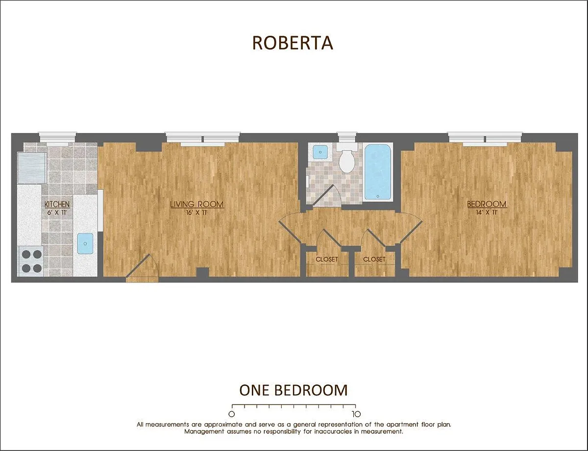 Floor plan One Bedroom Large