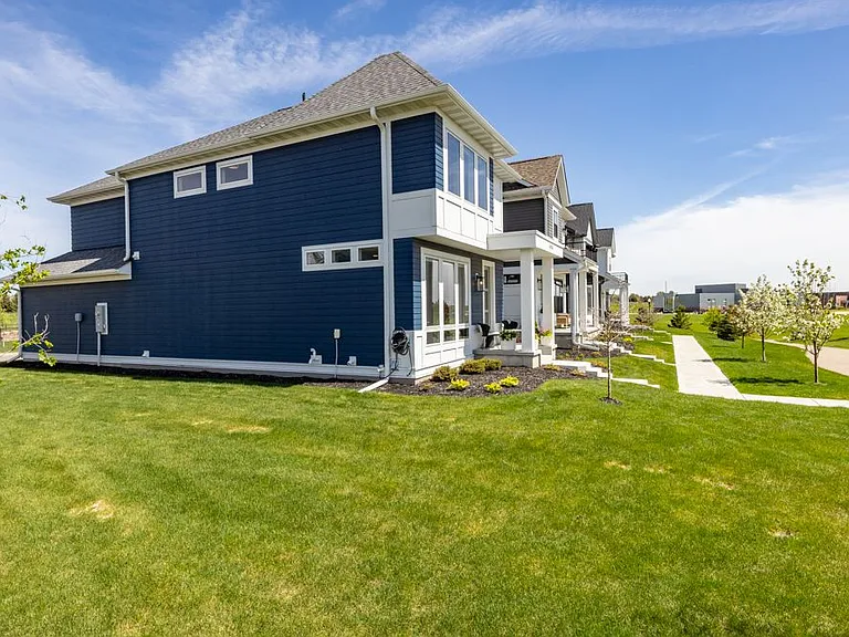 Navy Blue & white on corner lot