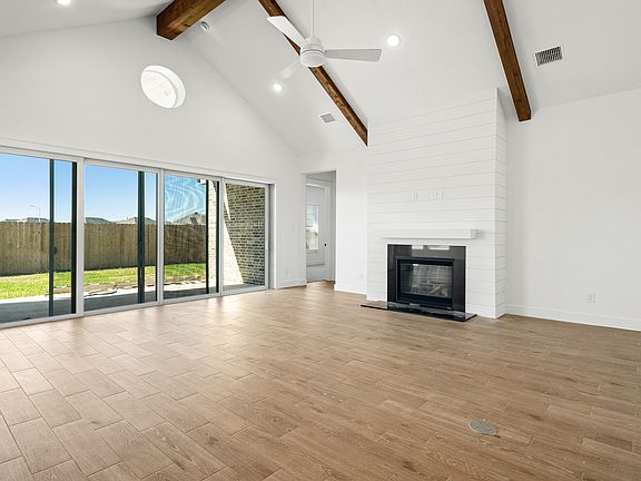 Great room with vaulted ceiling