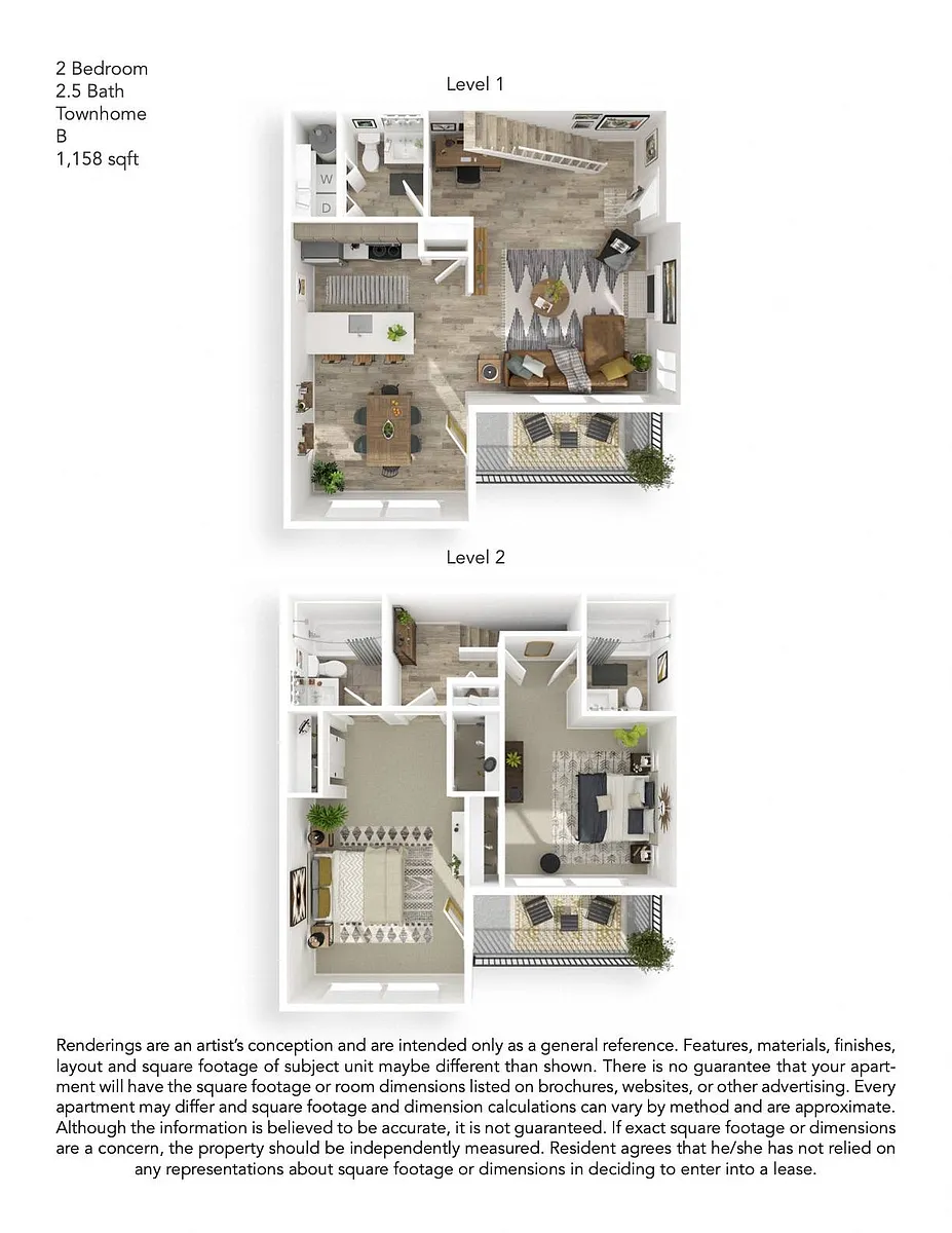 Floor plan 2x2.5 Large Upgraded
