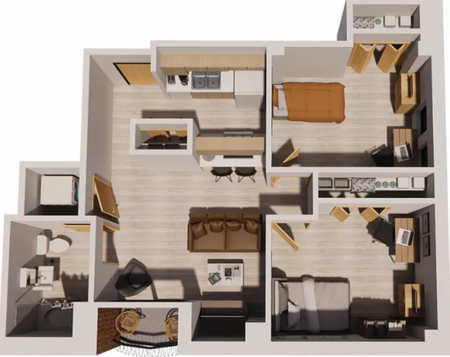2 Bed 1 Bath - Style 6 2 Bed 1 Bath - Style 6