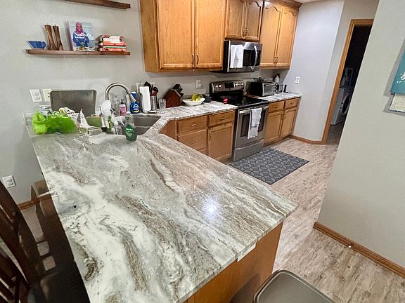 Kitchen with stainless steel appliances