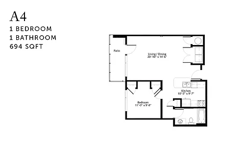 Floor plan A4 Renovated One Bedroom