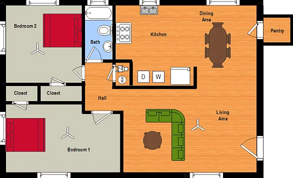 2 BR Floor Plan 2 BR Floor Plan
