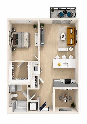 Floor plan A2 - One Bedroom + Den
