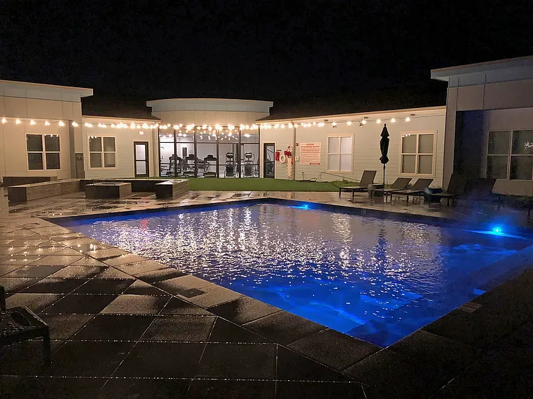 The Quarters Bloomington Pool at Night