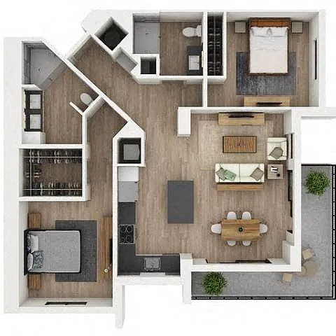 Floor plan 2 Bed/2 Bath-2B3.2