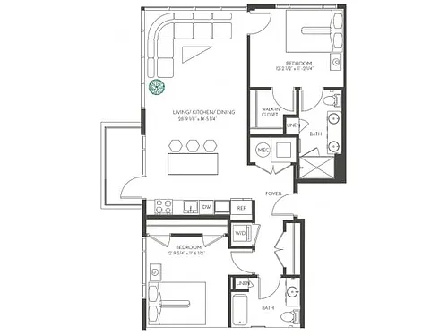 Floor plan Two Bedroom