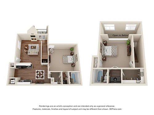 Floor plan 2 Bed 2 Bath Townhome Luxury Renovated 1014 sq ft