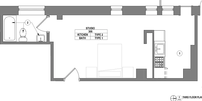 1500 Pine - Apt 306 Floor Plan 1500 Pine - Apt 306 Floor Plan