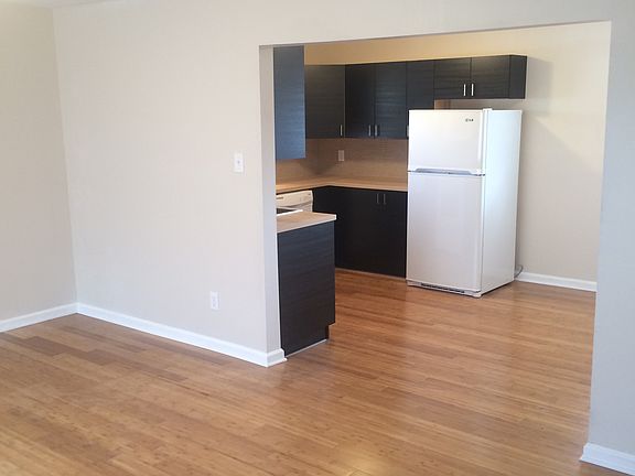 Bamboo hardwood floors throughout living room and kitchen
