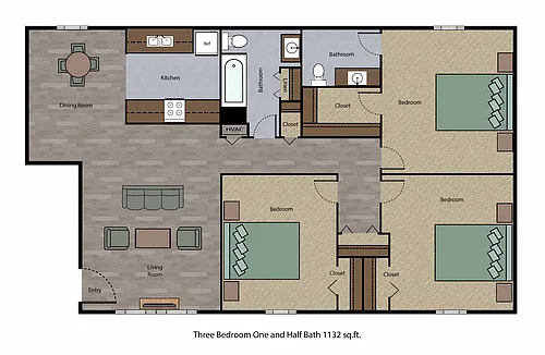 Floor plan Three Bedroom