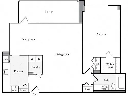 Floor plan 1 Bedroom, 1 Bath 888 SF 11a