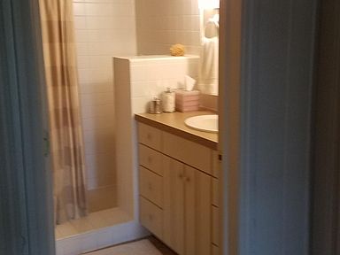 Bathroom with large walk-in shower