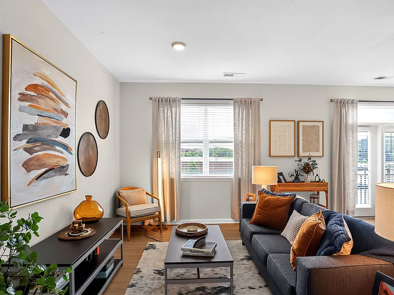 Bright and Modern Living Room at Ralston Apartments in Downtown Indianapolis