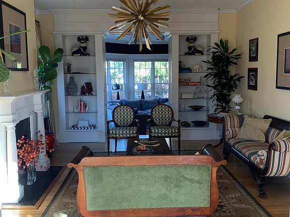 Formal living room with gas fireplace