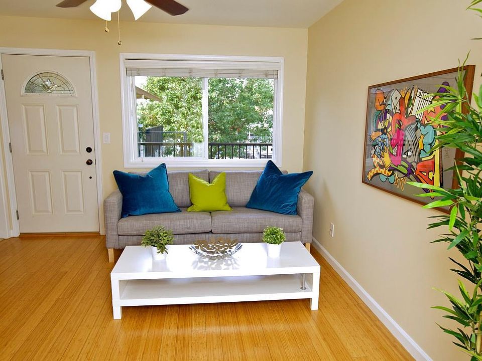 living room with bamboo floors