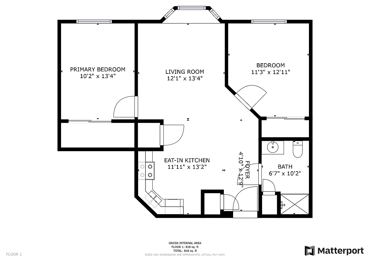 Floor plan 2 Bed 1 Bath